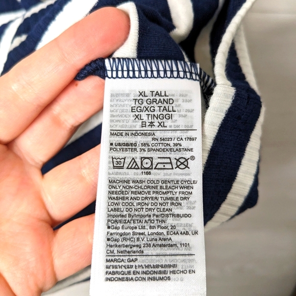 Gap Striped Ribbed Crewneck Tee NWT XL Tall - Picture 7 of 7